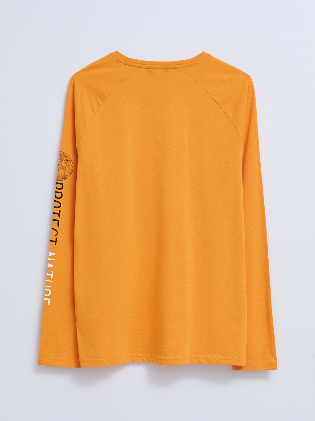 Turuncu Bisiklet Yaka Uzun Kollu Baskılı Erkek Tişört-6