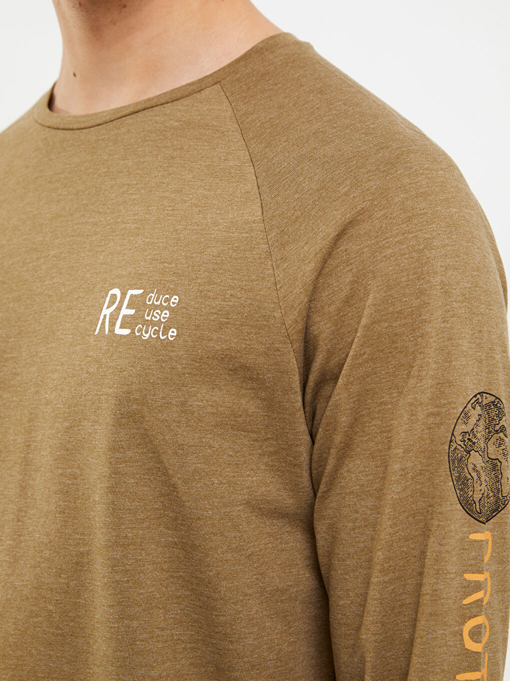 Crew Neck Long Sleeve Printed Men's T-Shirt-3