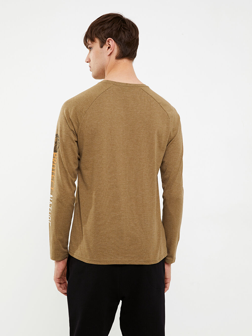 Crew Neck Long Sleeve Printed Men's T-Shirt-4