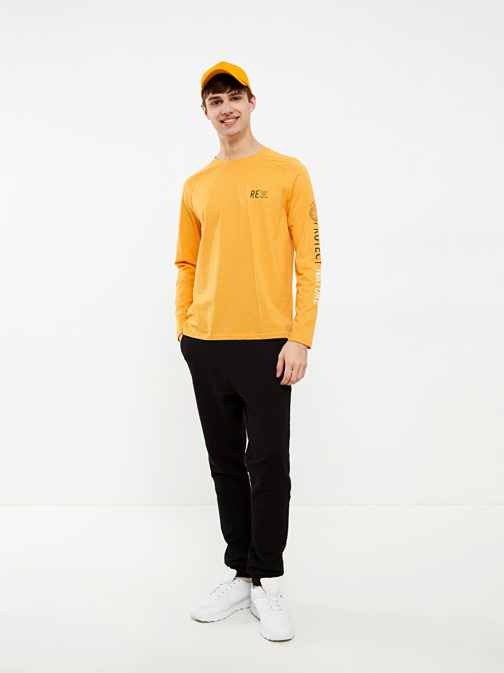 Crew Neck Long Sleeve Printed Men's T-shirt -S2H326Z8-FGY