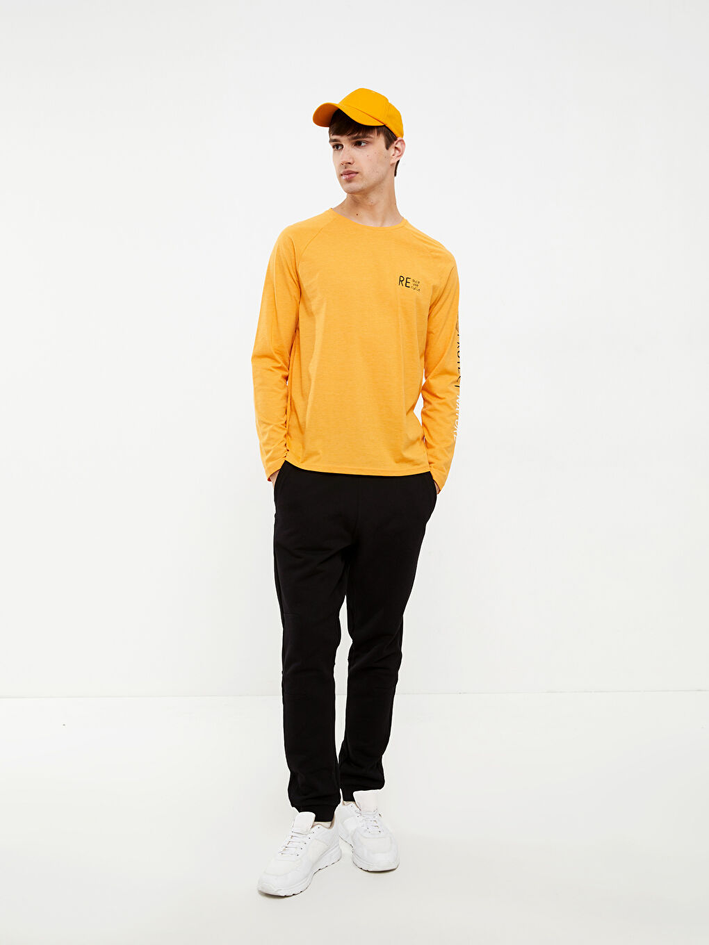 Crew Neck Long Sleeve Printed Men's T-shirt -S2H326Z8-FGY