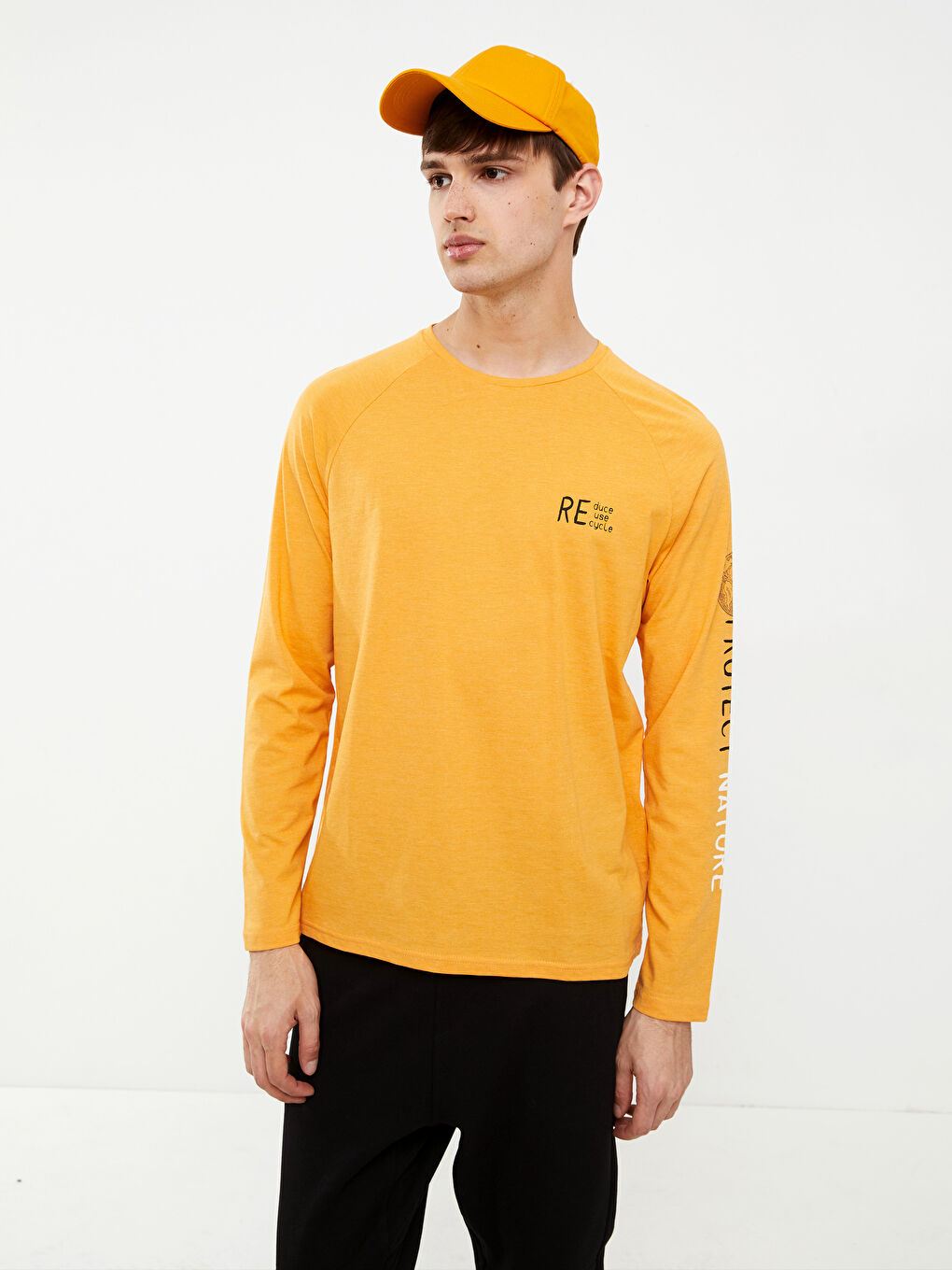 Crew Neck Long Sleeve Printed Men's T-shirt -S2H326Z8-FGY