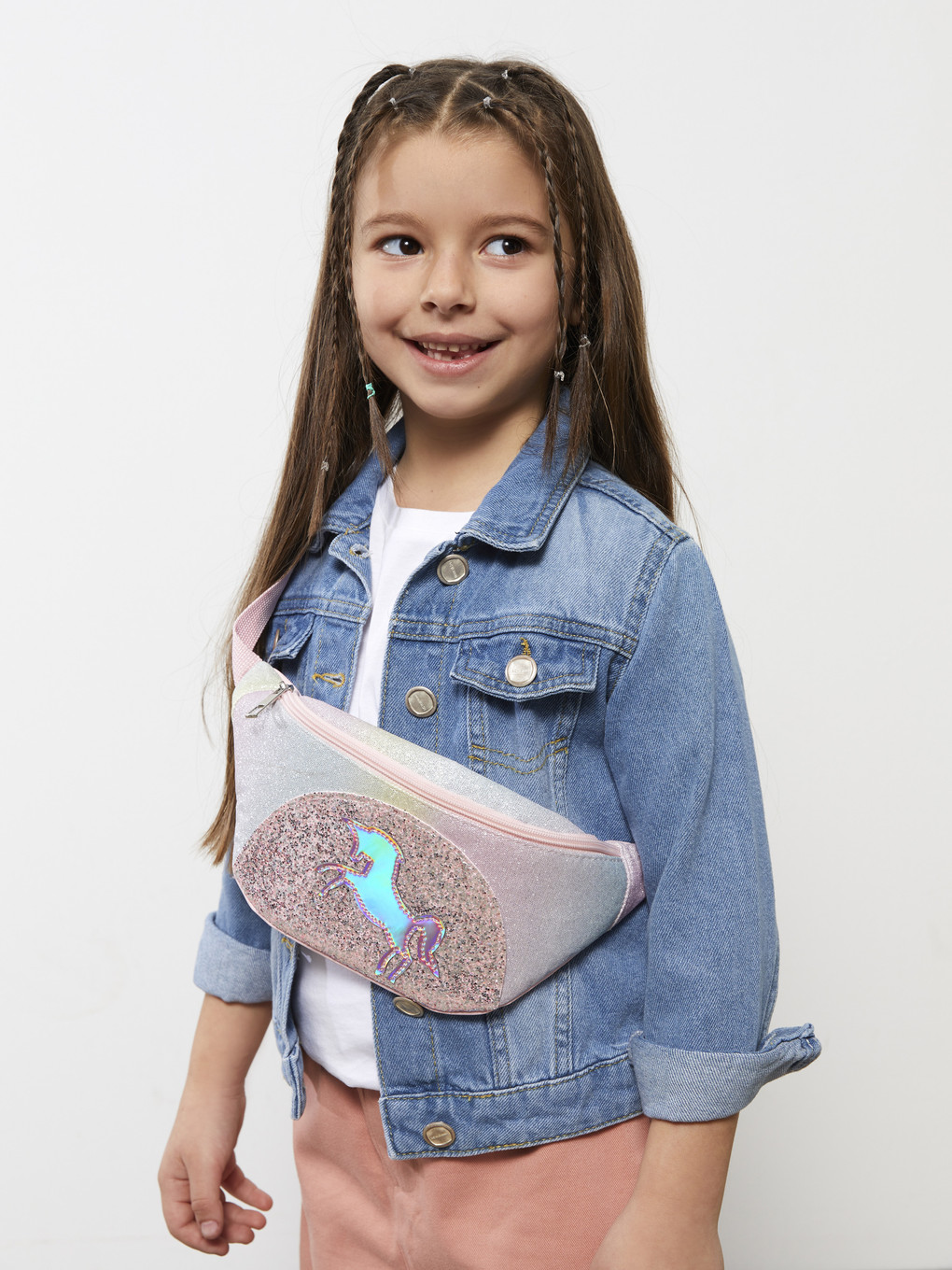 Pembe Patch Detaylı Kız Çocuk Bel Çantası