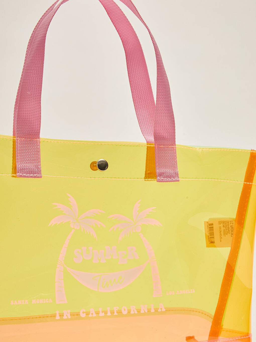 Turuncu Baskılı Şeffaf Kadın Plaj Çantası-3