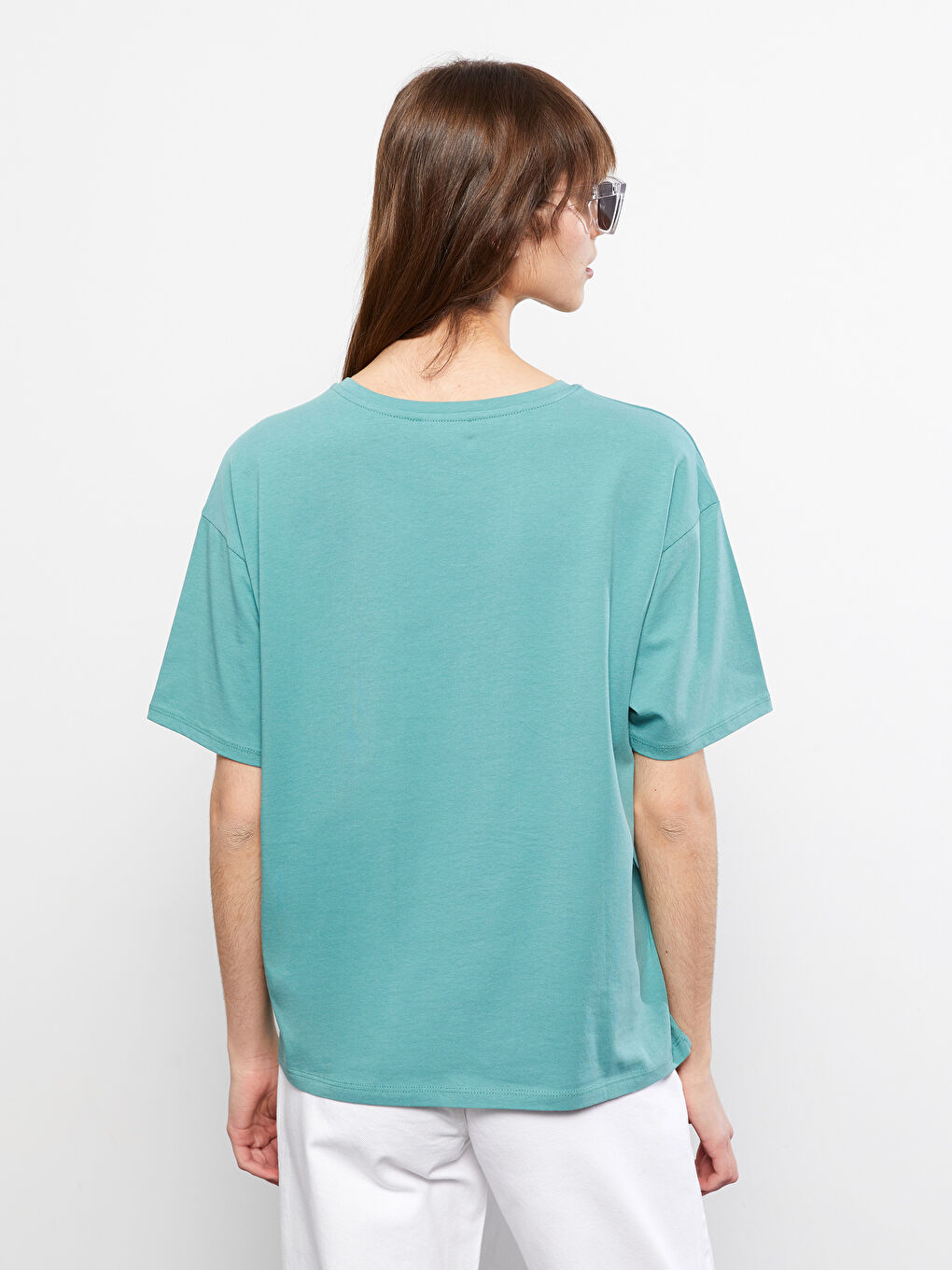 Crew Neck Printed Short Sleeve Cotton Women's T-shirt-4