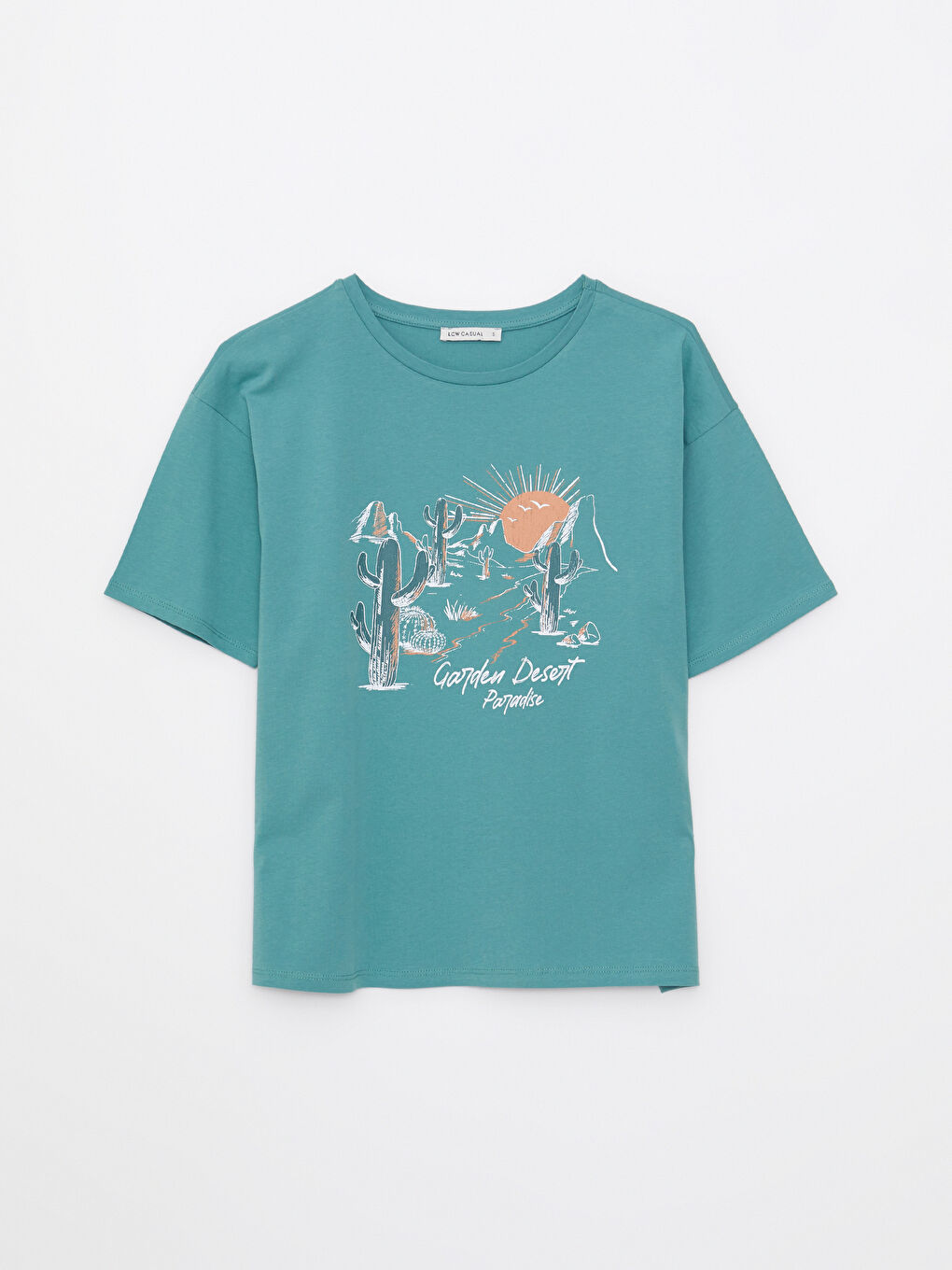 Crew Neck Printed Short Sleeve Cotton Women's T-shirt-5