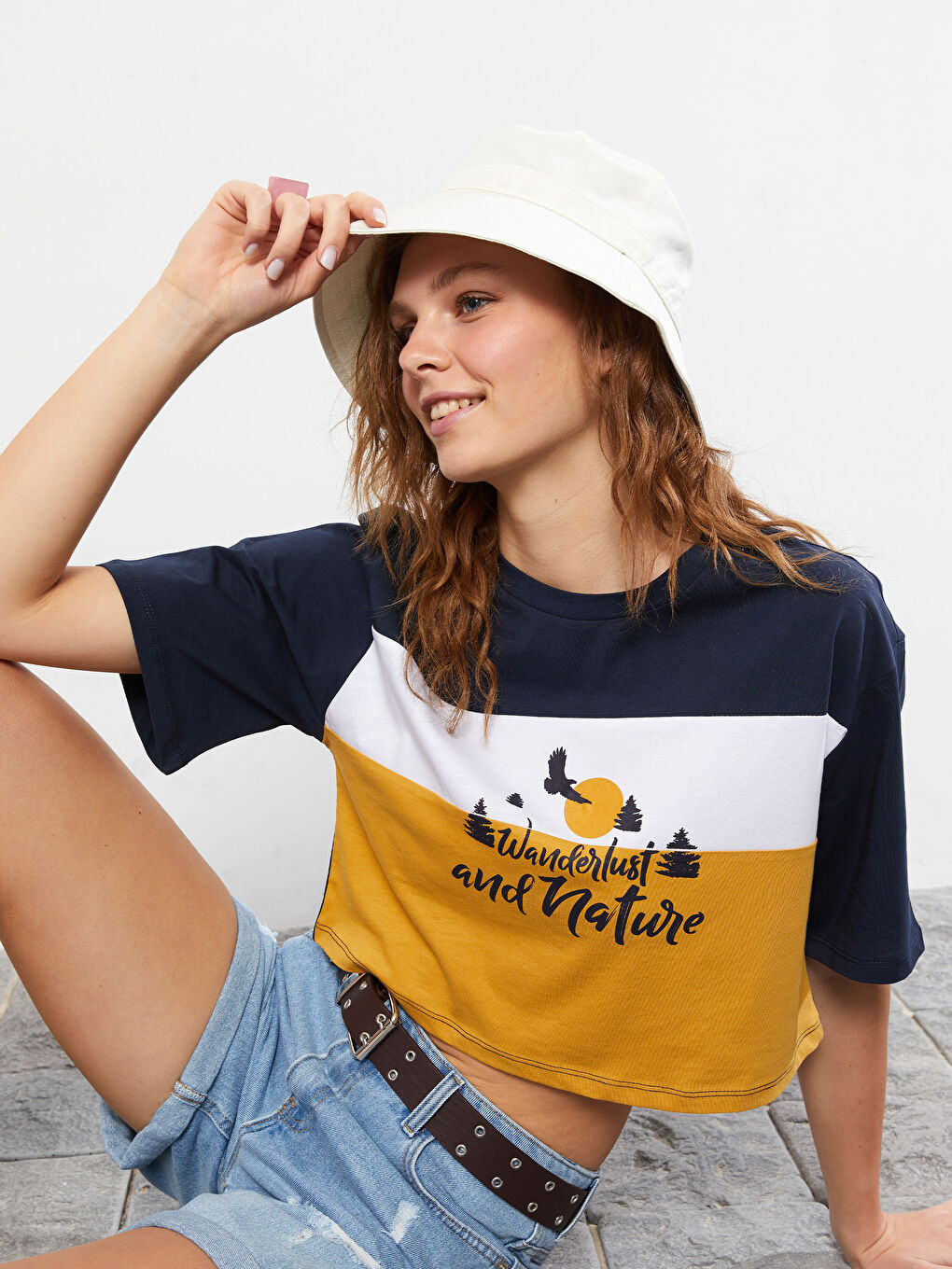 Crew Neck Printed Short Sleeve Cotton Women's T-shirt -S2H370Z8-HNG