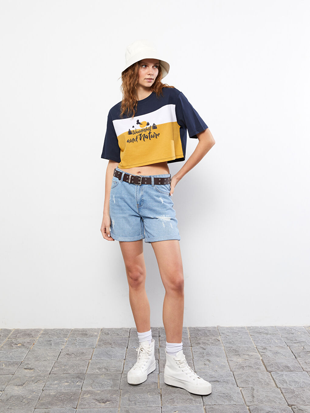 Crew Neck Printed Short Sleeve Cotton Women's T-shirt -S2H370Z8-HNG