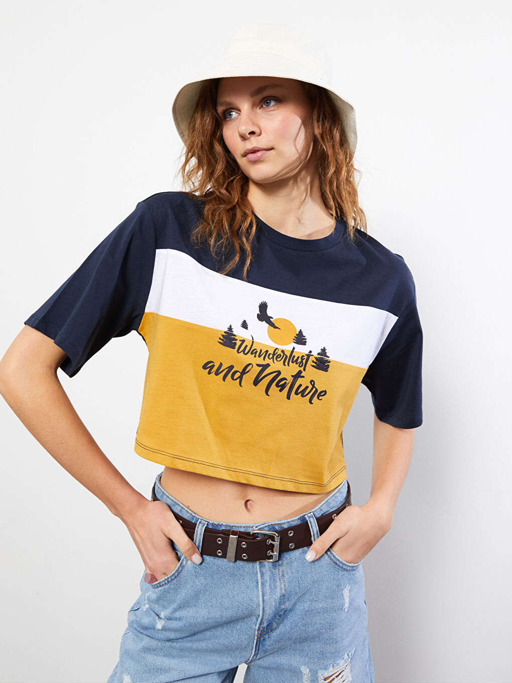 Crew Neck Printed Short Sleeve Cotton Women's T-shirt -S2H370Z8-HNG