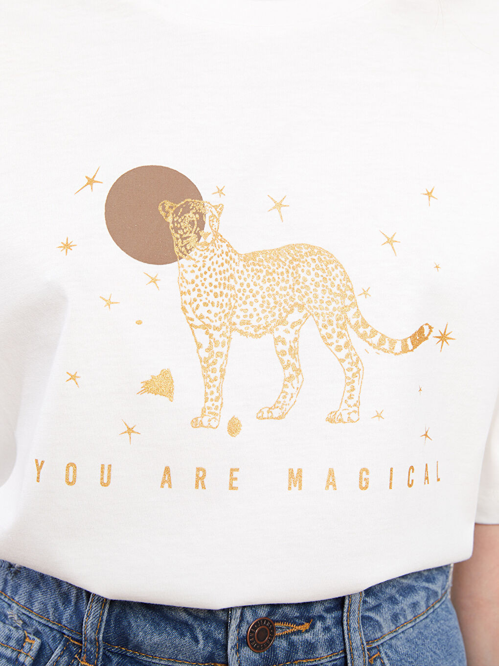 LCW Vision T-shirt en Coton à Manches Courtes Imprimé à Col Rond pour Femmes -S2H372Z8-R9J