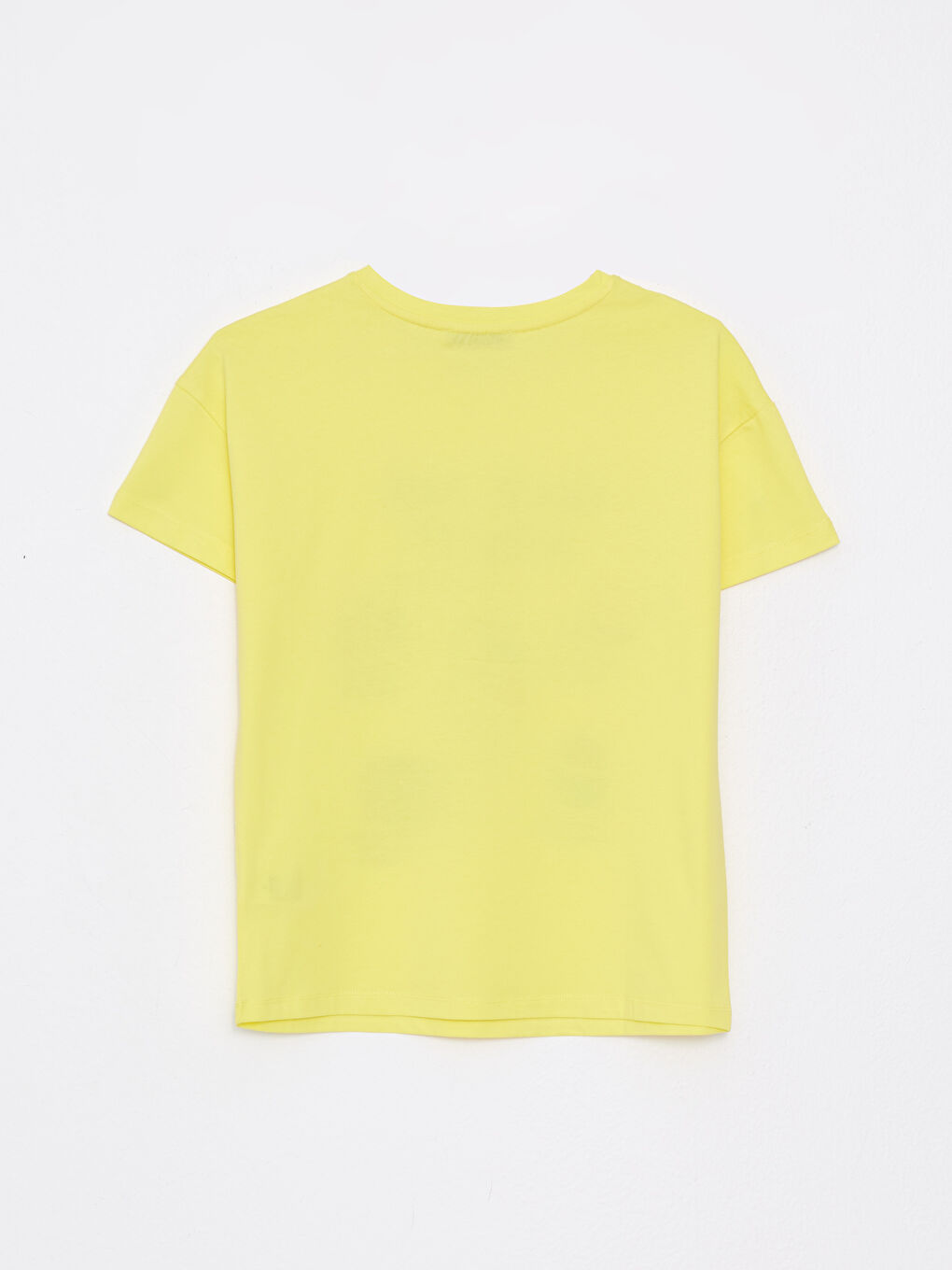 Sarı Bisiklet Yaka Baskılı Kısa Kollu Pamuklu Kadın Tişört-6