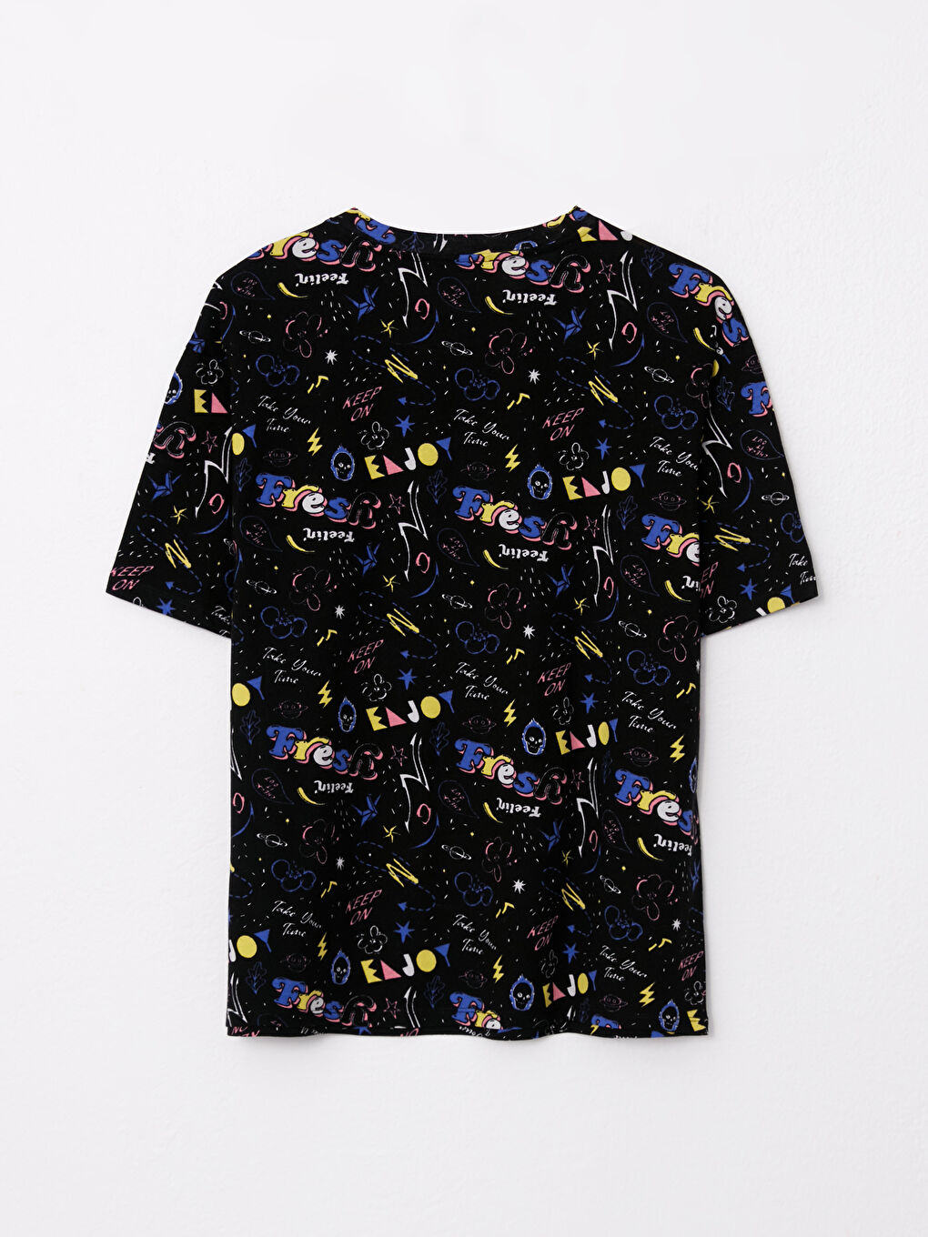 Tricou din Bumbac cu Guler Rotund, Cu Model, Mânecă Scurtă, pentru Femei-6