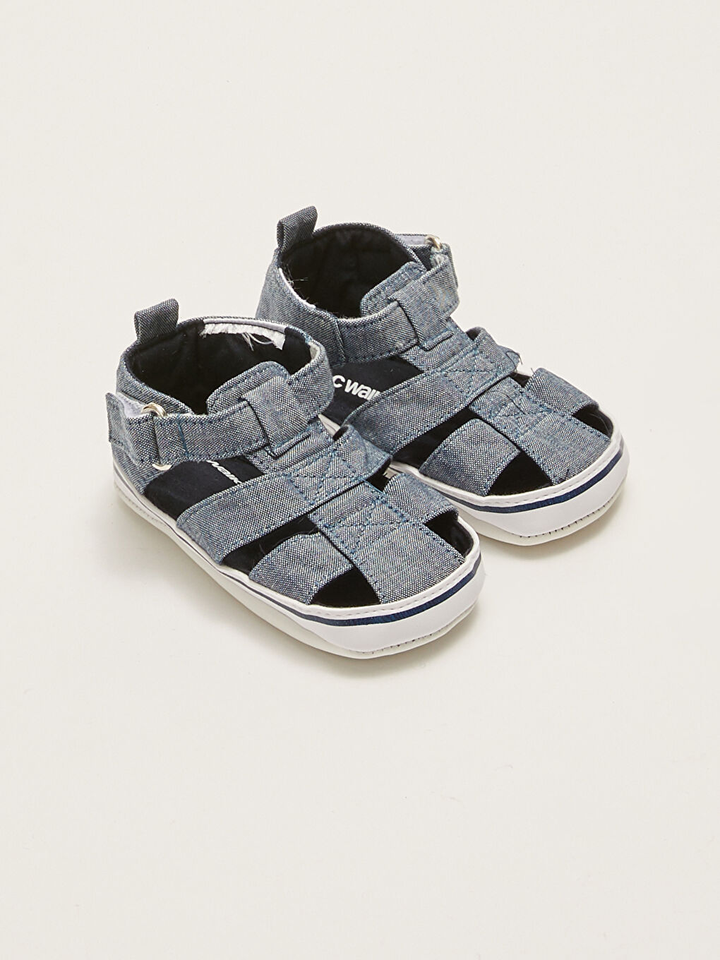 Mavi Bant Detaylı Erkek Bebek Yürüme Öncesi Ev Ayakkabısı