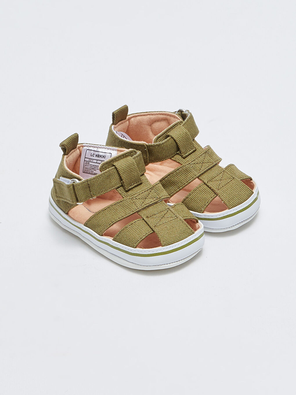 Haki Bant Detaylı Erkek Bebek Yürüme Öncesi Ev Ayakkabısı