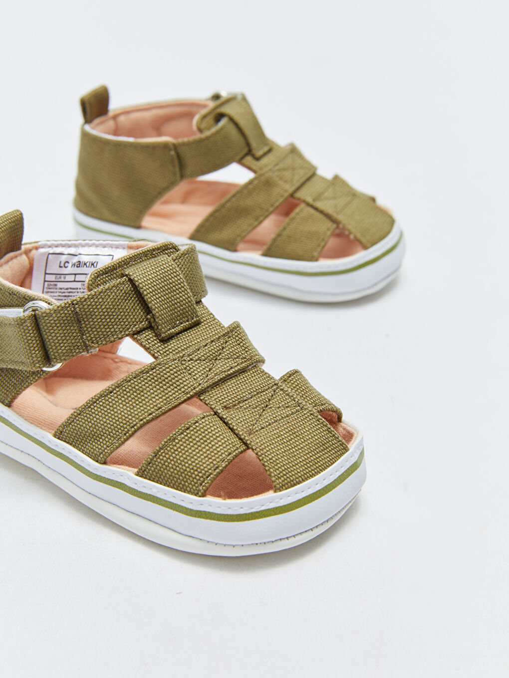 Haki Bant Detaylı Erkek Bebek Yürüme Öncesi Ev Ayakkabısı-2