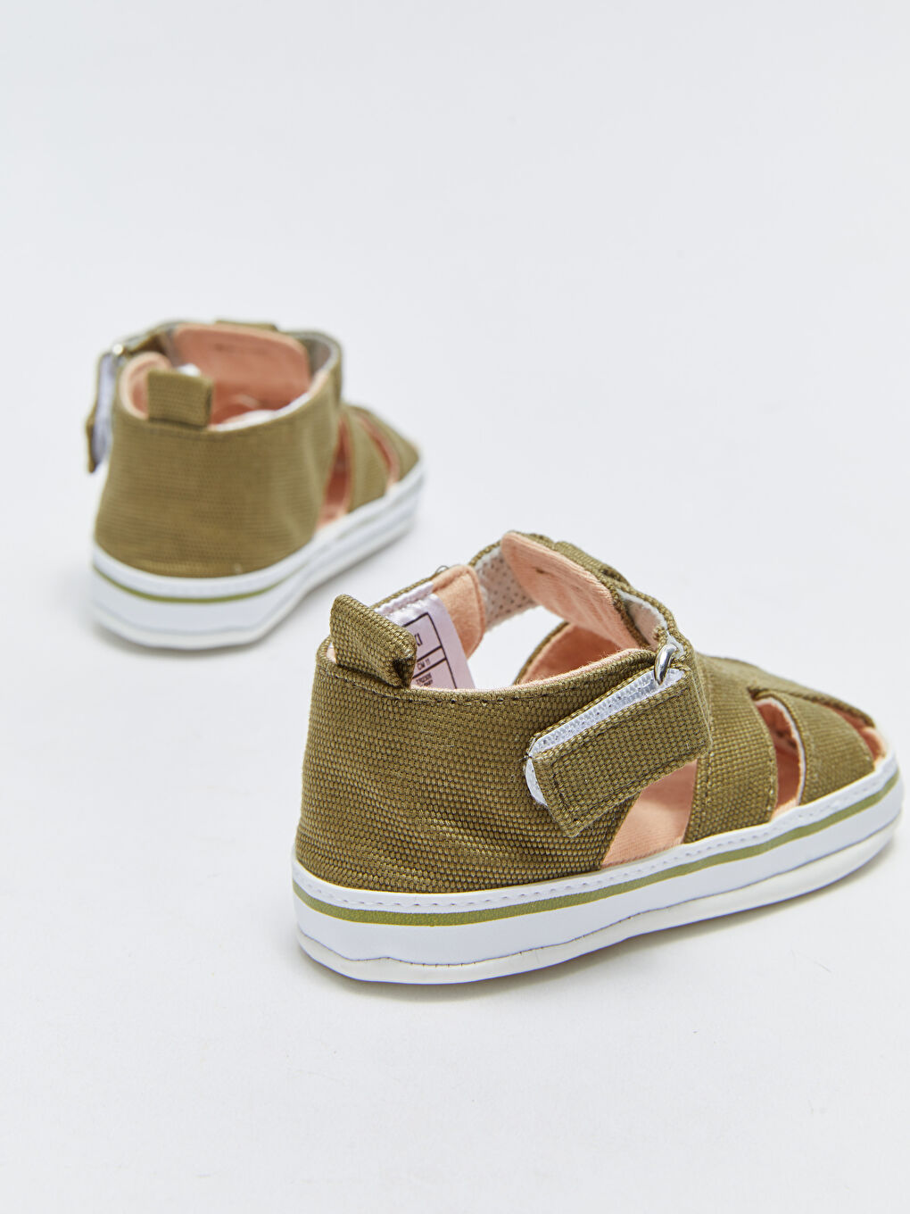 Haki Bant Detaylı Erkek Bebek Yürüme Öncesi Ev Ayakkabısı-4