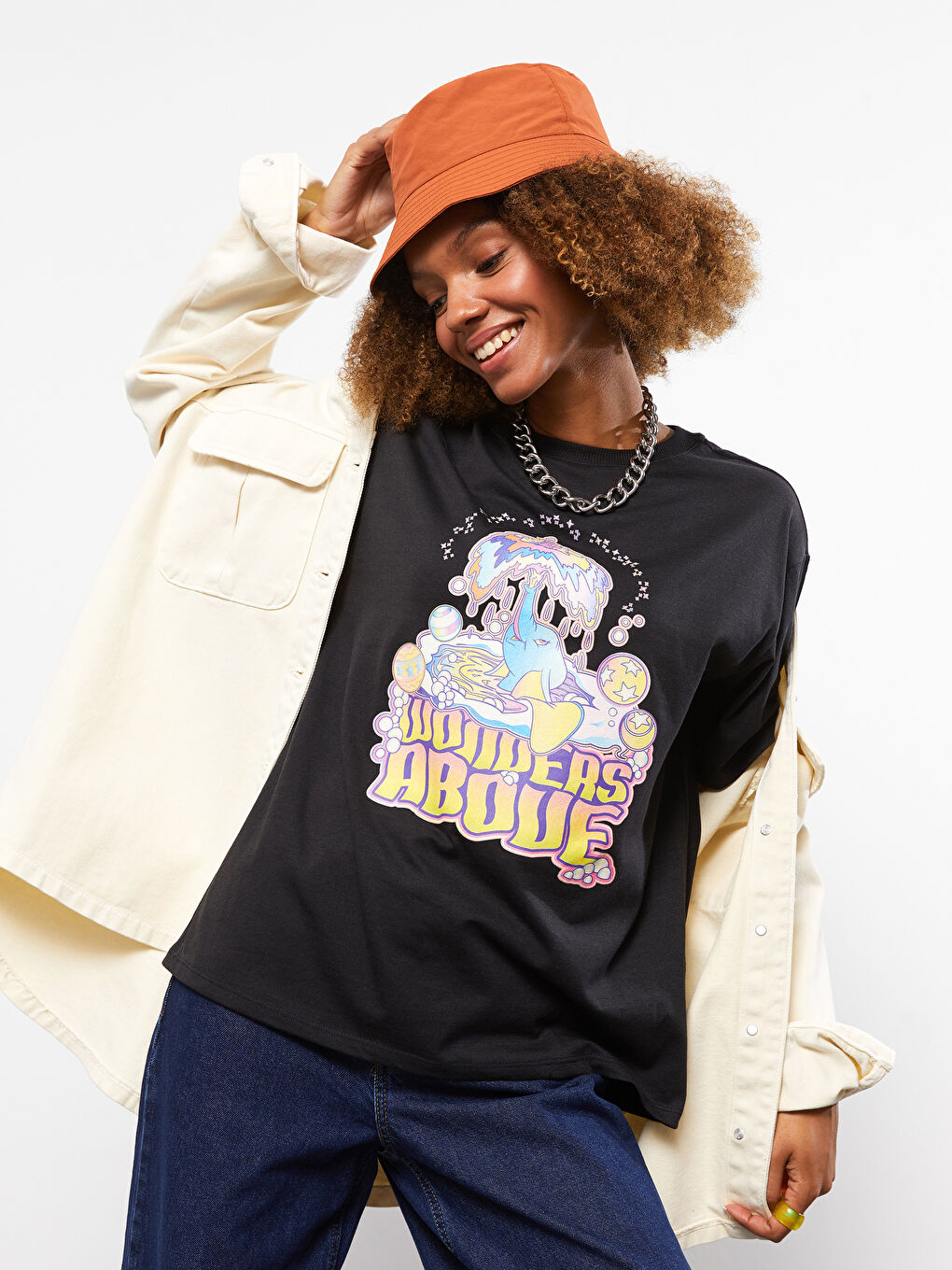 Crew Neck Dumbo Printed Short Sleeve Women's T-Shirt-2