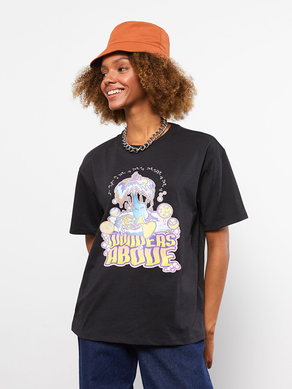 Crew Neck Dumbo Printed Short Sleeve Women's T-Shirt-3