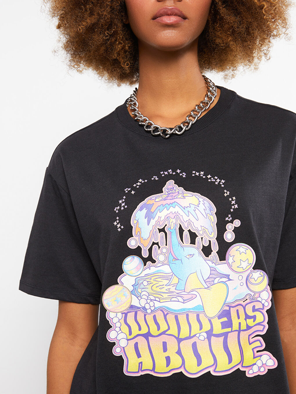 Crew Neck Dumbo Printed Short Sleeve Women's T-Shirt-4