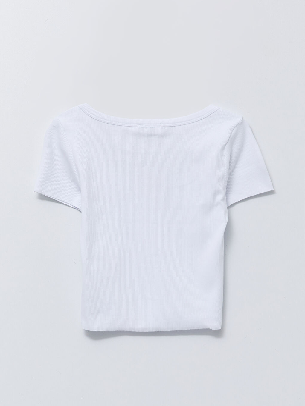 Crop Top Simplu cu Mânecă Scurtă și Guler Rotund pentru Femei-7