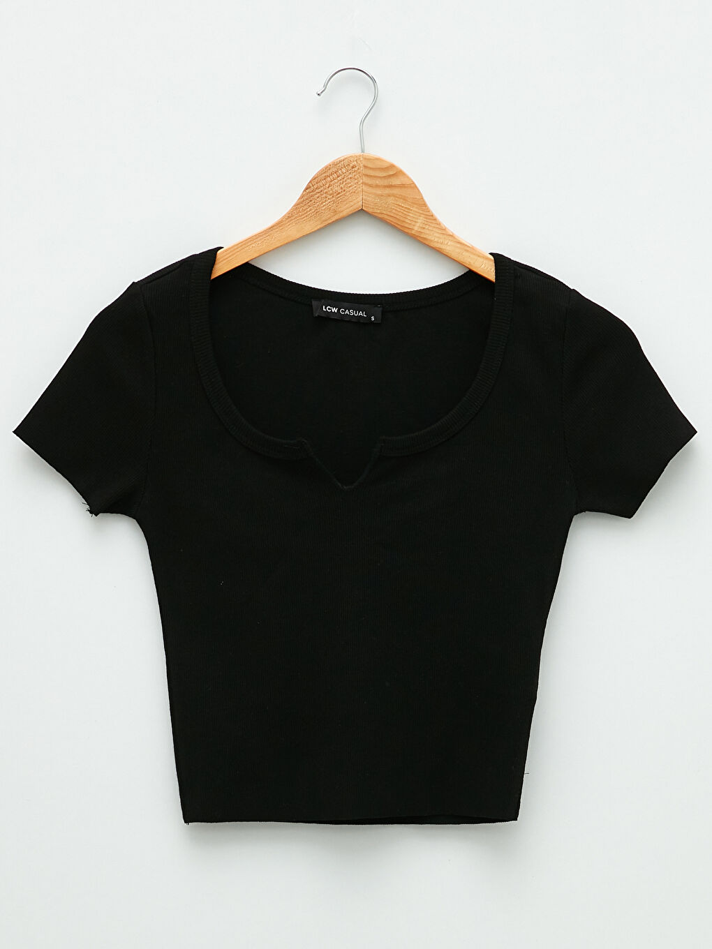 Әйелдерге арналған ойық жағалы өте тар пішім қысқа жең қысқартылған кроп-топ-10