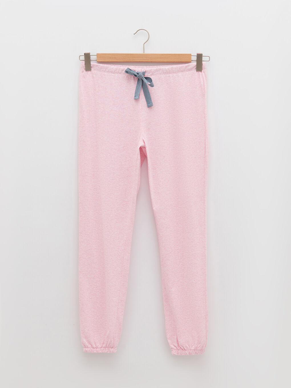 Pembe Bisiklet Yaka Çizgili Uzun Kollu Kadın Pijama Takımı-9