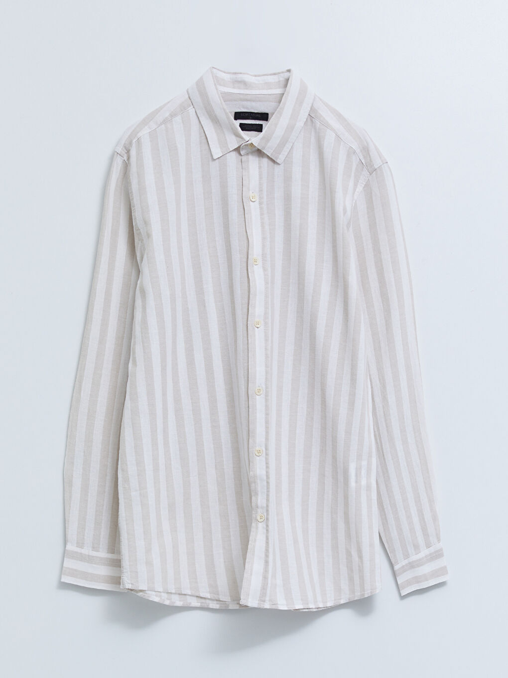 Gri Regular Fit Uzun Kollu Çizgili Poplin Erkek Gömlek-5