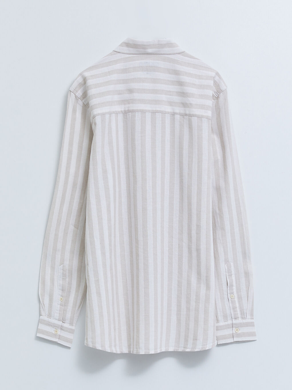 Gri Regular Fit Uzun Kollu Çizgili Poplin Erkek Gömlek-6