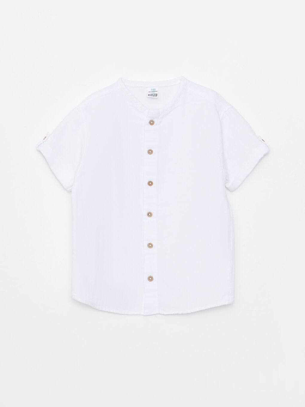 طقم قميص بياقة دائرية وكم قصير أساسي للأولاد الرضع مع بنطلون - مجموعة من قطعتين-1