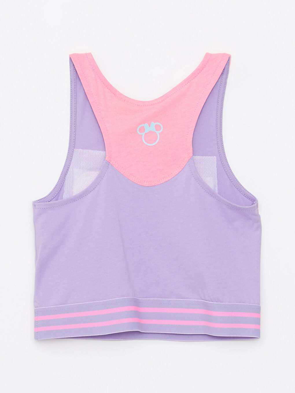 Дөңгелек жағалы минни маус принтті екі жақты жылтыр қыздар майка-4