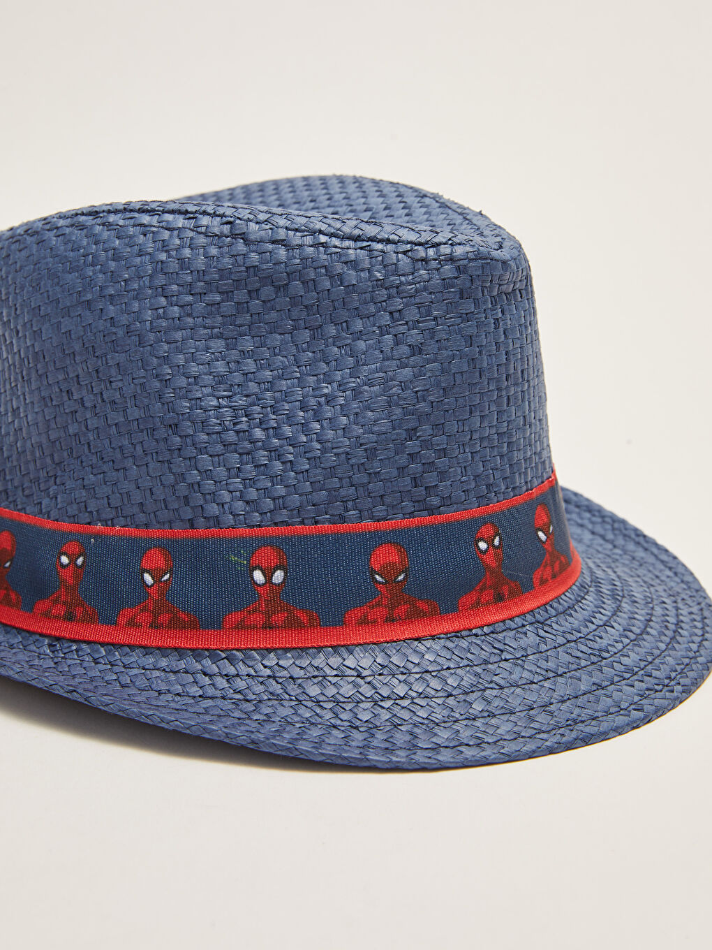 Lacivert Spiderman Lisanslı Erkek Çocuk Hasır Fötr Şapka-5