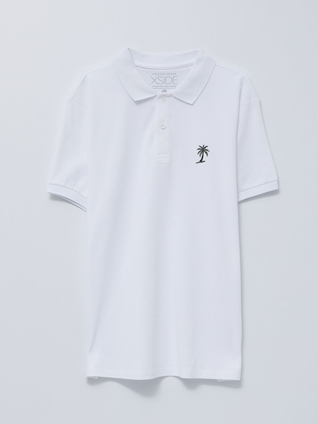تي شيرت ياقة بولو كم قصير مطرز للرجال-5
