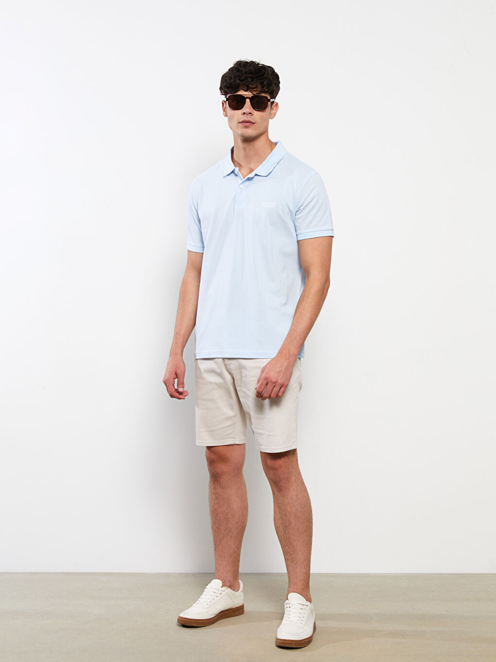 Mavi Polo Yaka Kısa Kollu Erkek Tişört-2