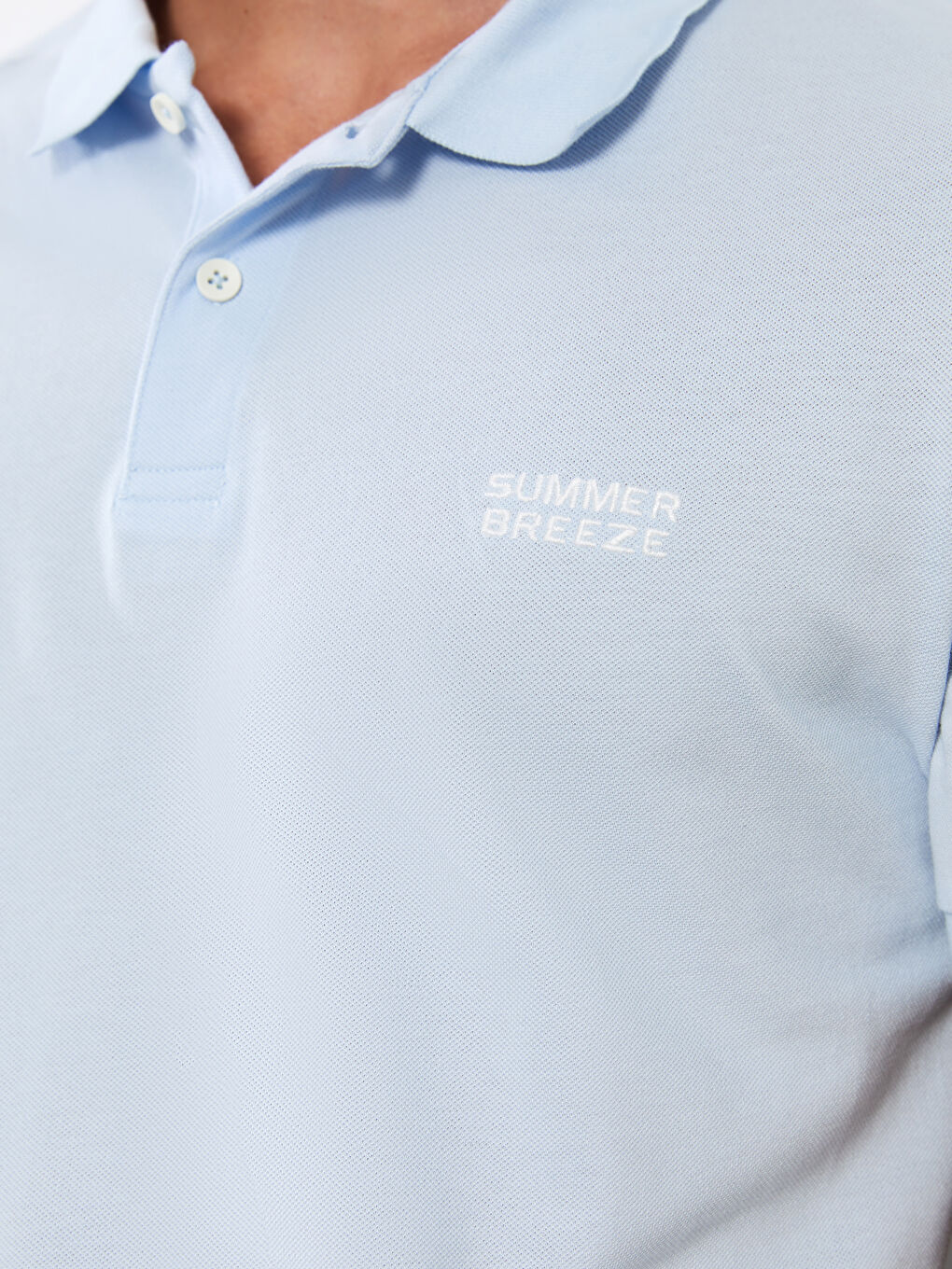 Mavi Polo Yaka Kısa Kollu Erkek Tişört-3