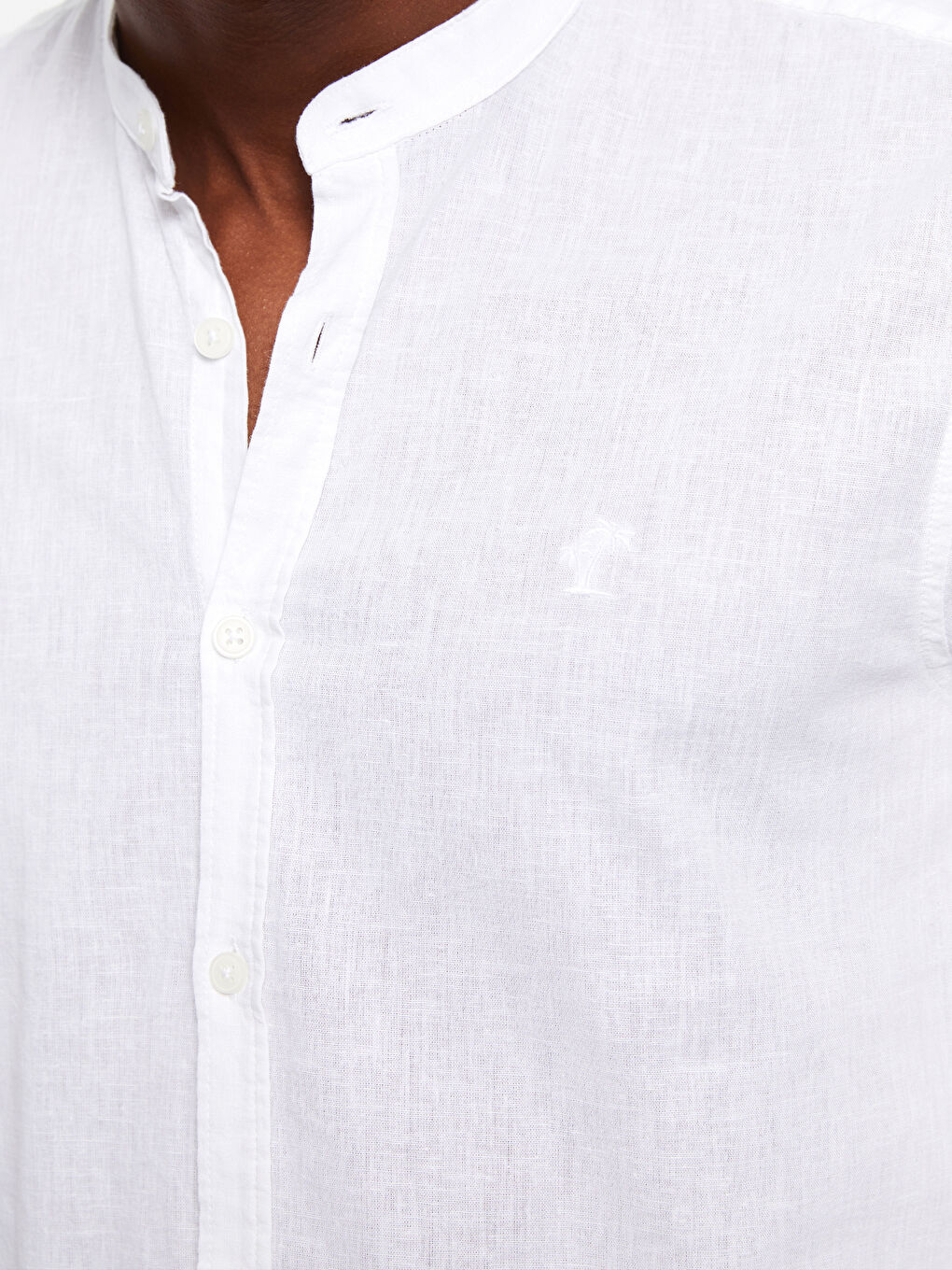 Beyaz Regular Fit Hakim Yaka Uzun Kollu Erkek Gömlek-6