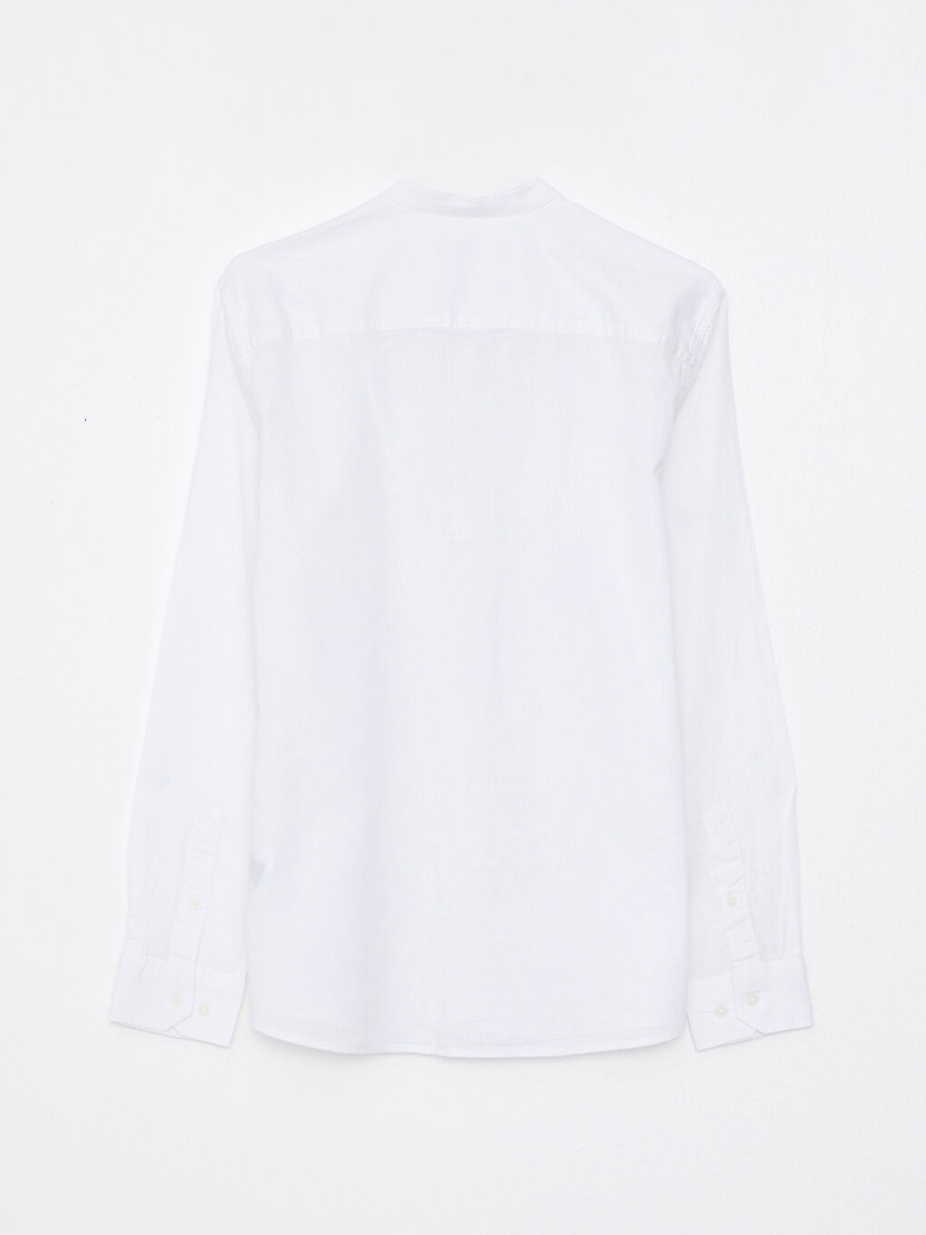 Beyaz Regular Fit Hakim Yaka Uzun Kollu Erkek Gömlek-9