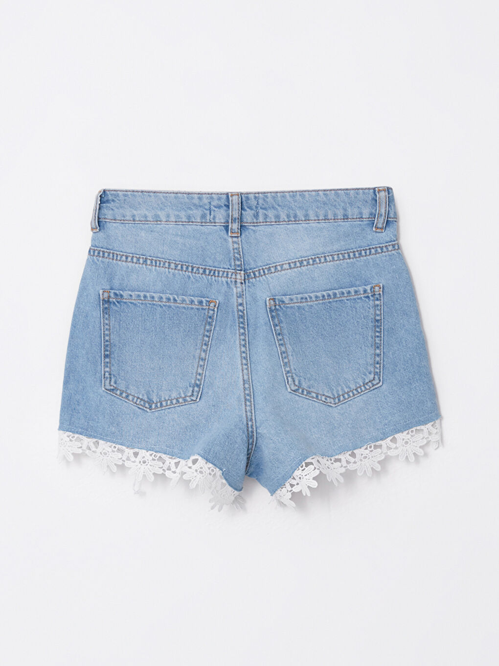 İndigo Yüksek Bel Mom Fit Nakışlı Yırtık Detaylı Kadın Rodeo Jean Şort-6