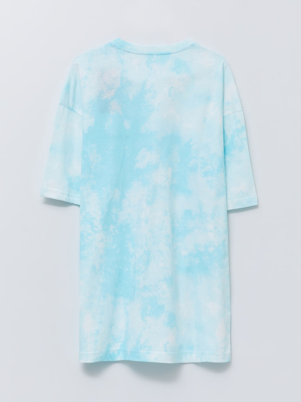 Turkuaz Oversize Bisiklet Yaka Kısa Kollu Nakışlı Erkek Tişört-11