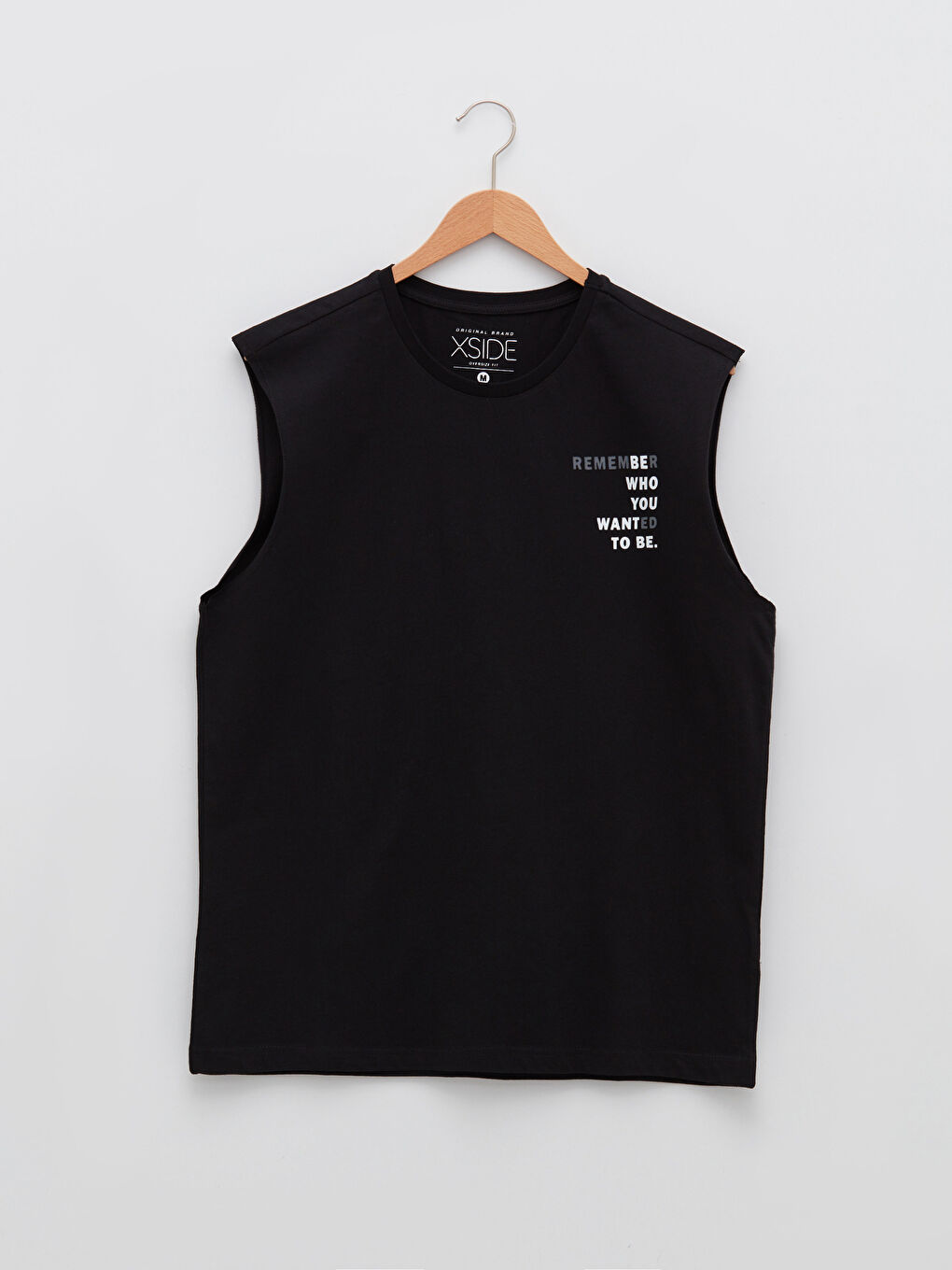 Siyah Bisiklet Yaka Baskılı Penye Erkek Kolsuz Tişört-4