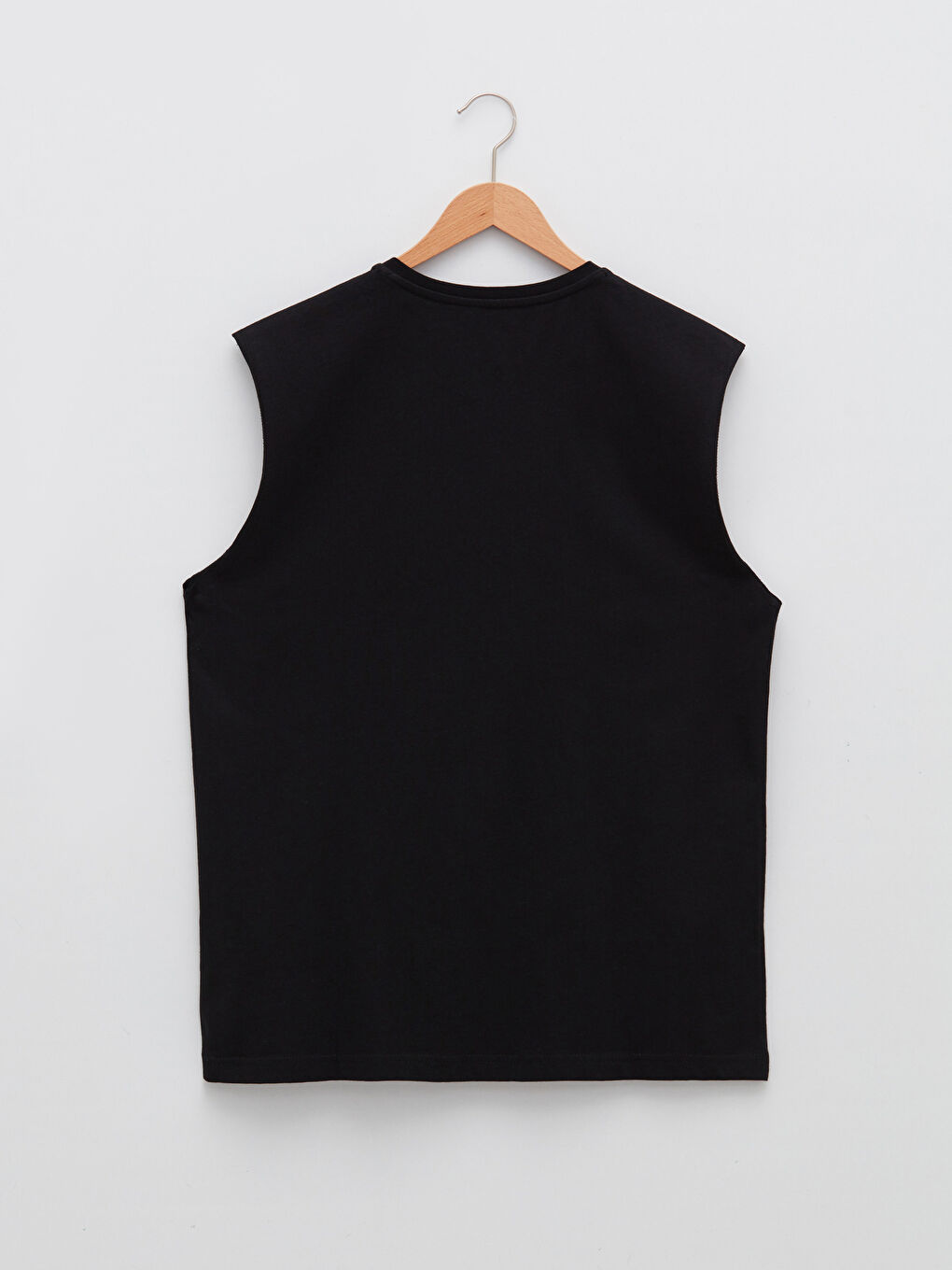 Siyah Bisiklet Yaka Baskılı Penye Erkek Kolsuz Tişört-5