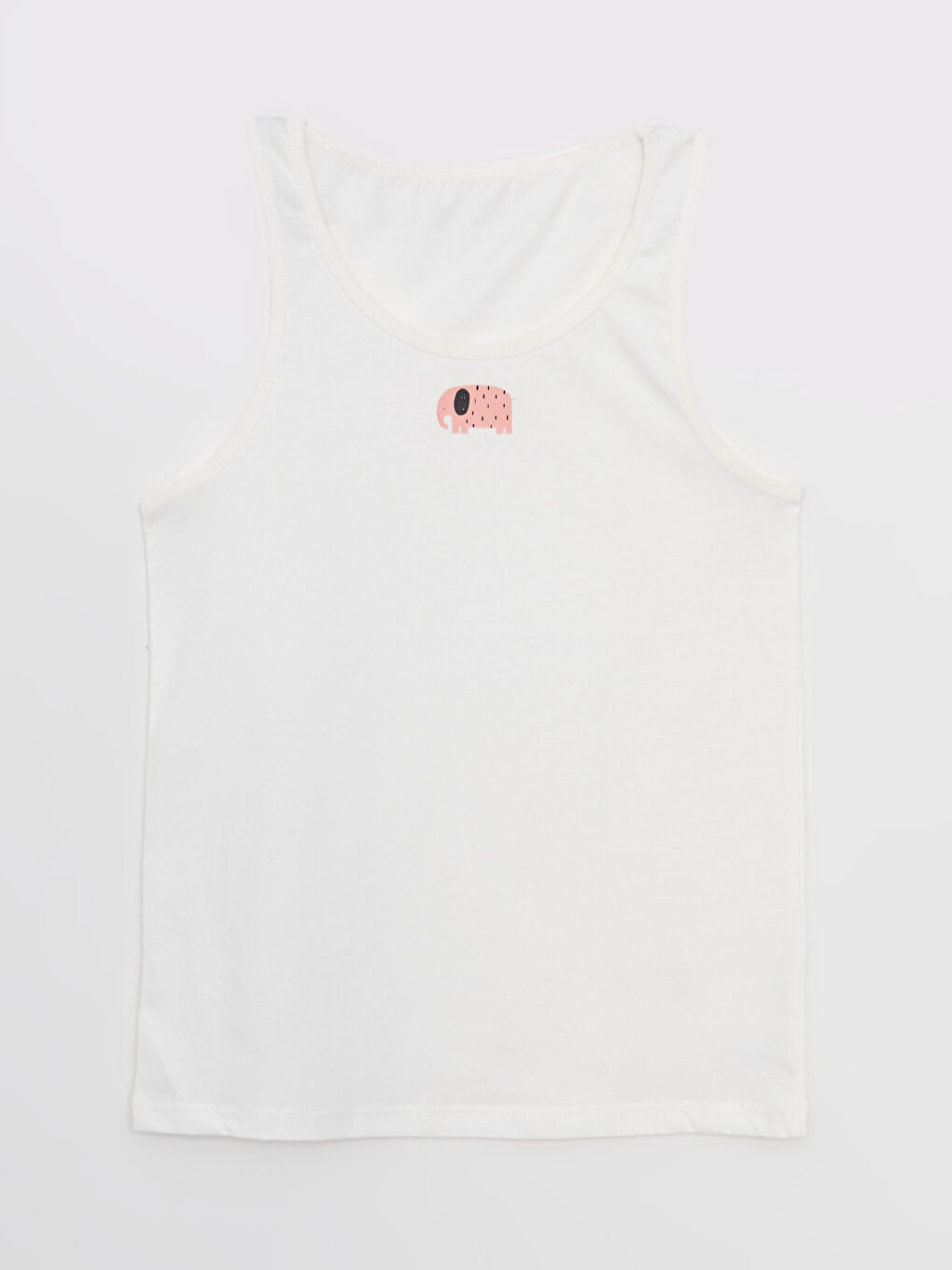 Mercan Bisiklet Yaka Baskılı Pamuklu Kız Çocuk Atlet 2'li-1