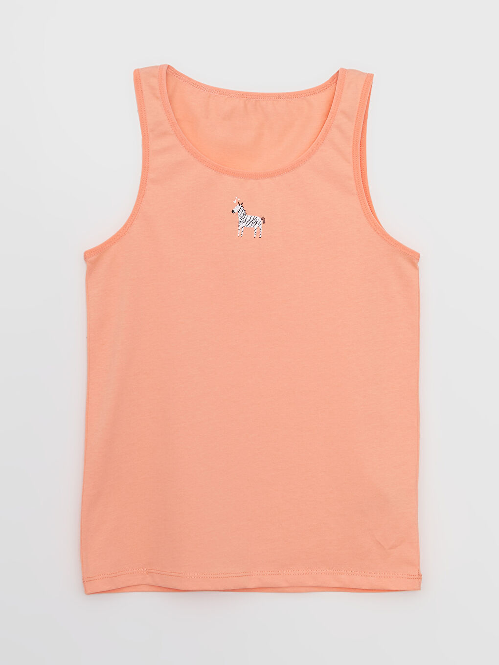 Mercan Bisiklet Yaka Baskılı Pamuklu Kız Çocuk Atlet 2'li-2