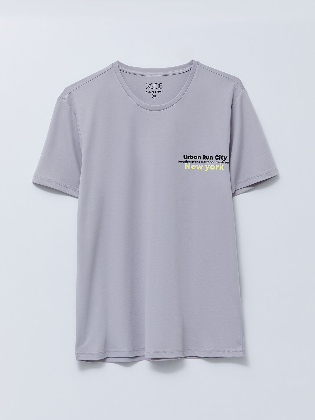 Gri Oversize Bisiklet Yaka Kısa Kollu Baskılı Penye Erkek Tişört-5
