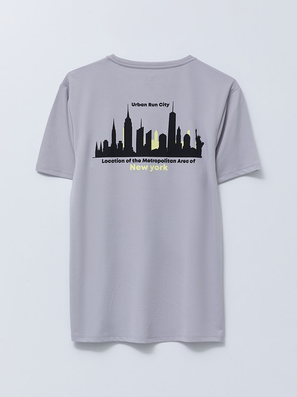 Gri Oversize Bisiklet Yaka Kısa Kollu Baskılı Penye Erkek Tişört-6