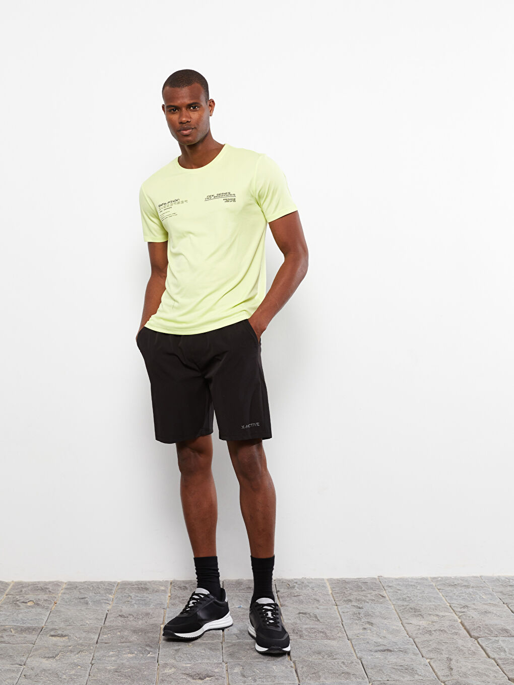 Yeşil Bisiklet Yaka Kısa Kollu Baskılı Erkek Tişört-2