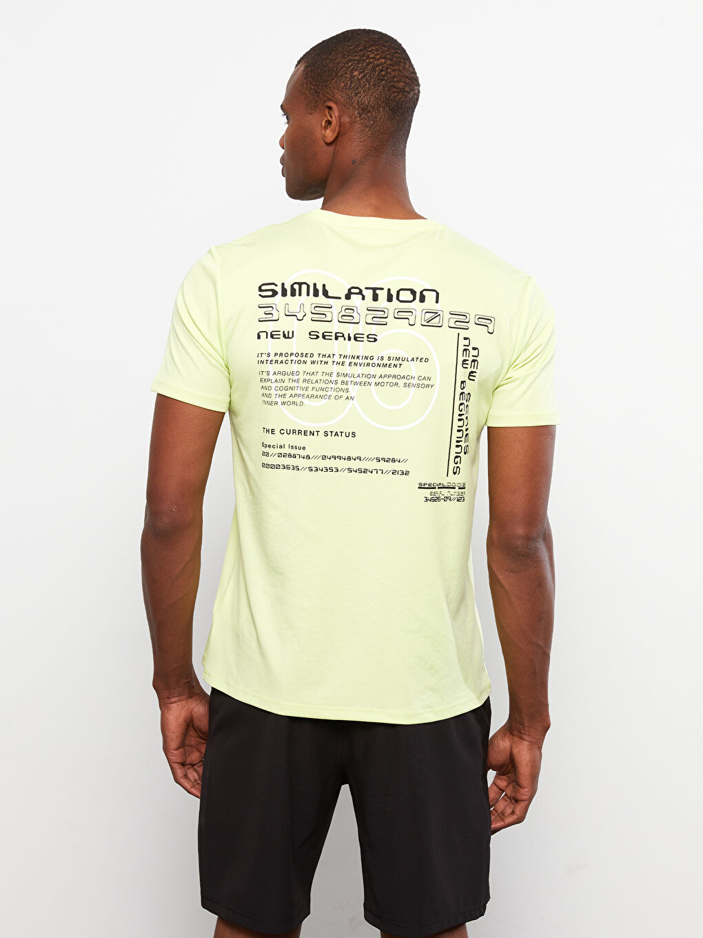 Yeşil Bisiklet Yaka Kısa Kollu Baskılı Erkek Tişört-4