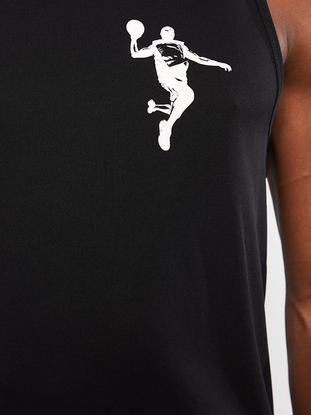 Siyah Bisiklet Yaka Baskılı Erkek Kolsuz Tişört-3