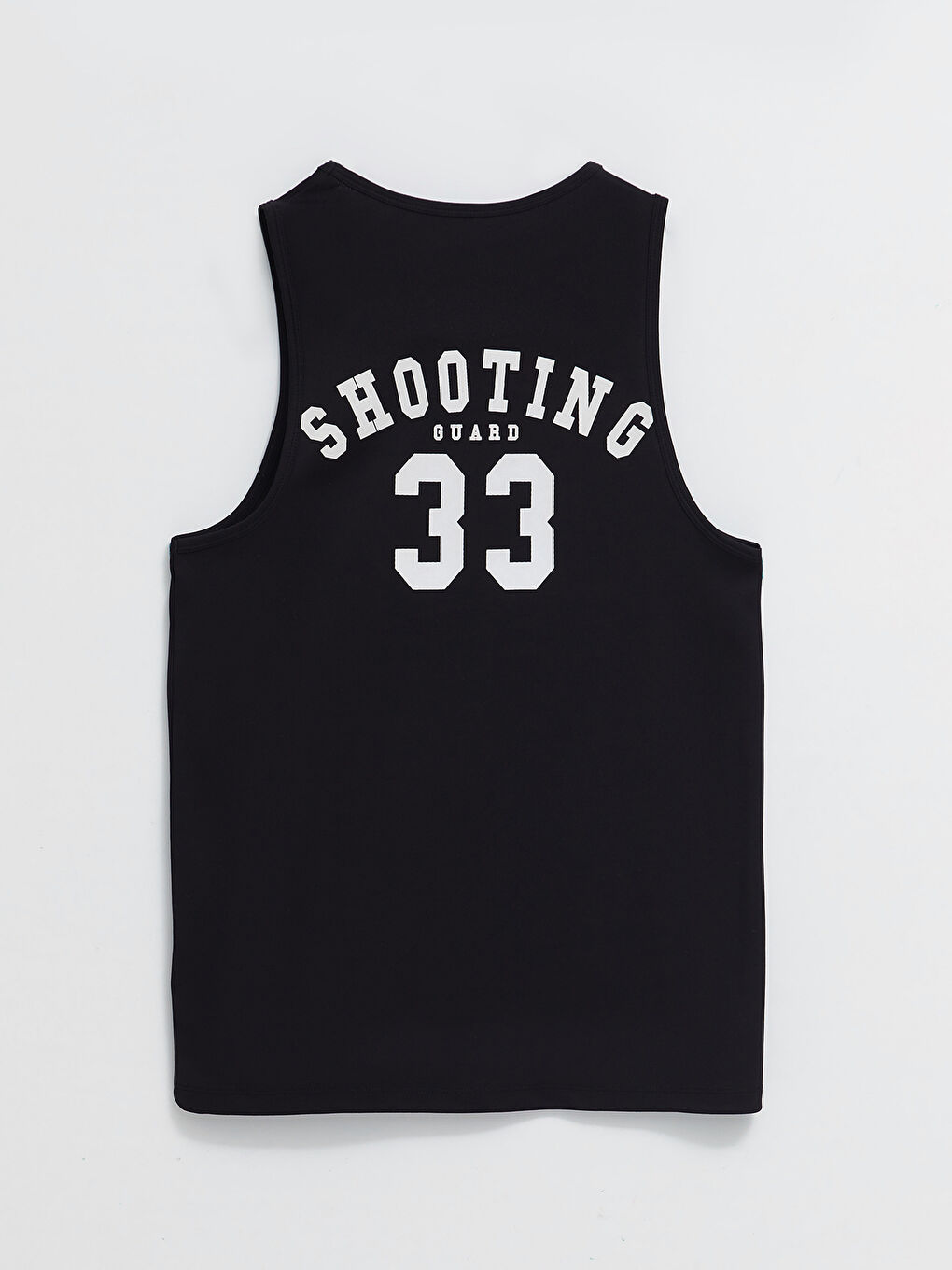 Siyah Bisiklet Yaka Baskılı Erkek Kolsuz Tişört-5