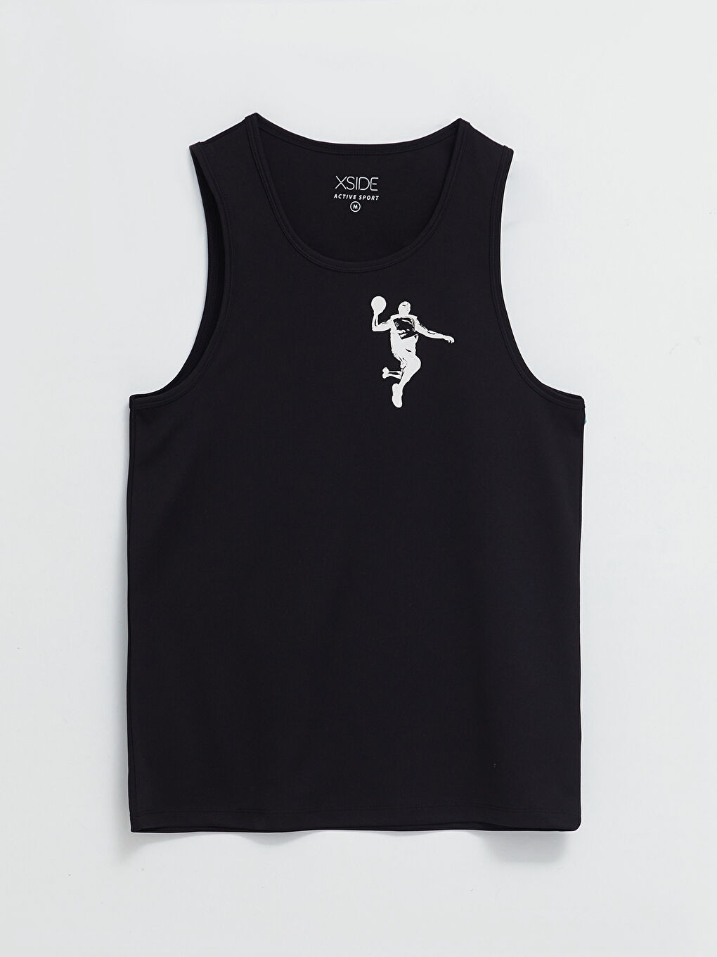 Siyah Bisiklet Yaka Baskılı Erkek Kolsuz Tişört-6