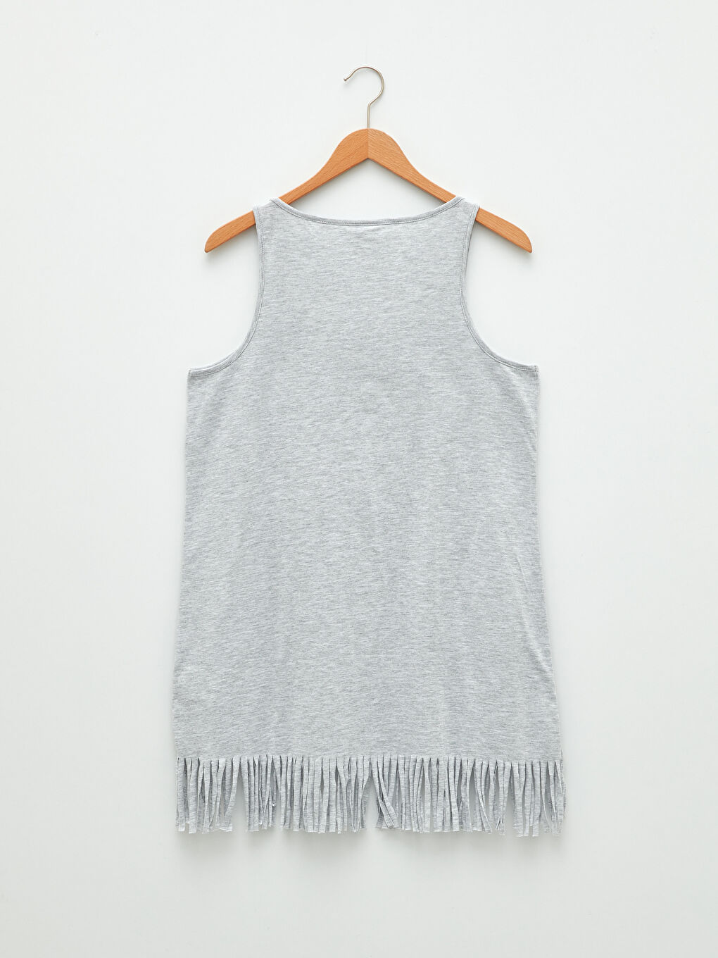 Gri U Yaka Askılı Yazı Baskılı Pamuklu Kadın Plaj Elbisesi-6